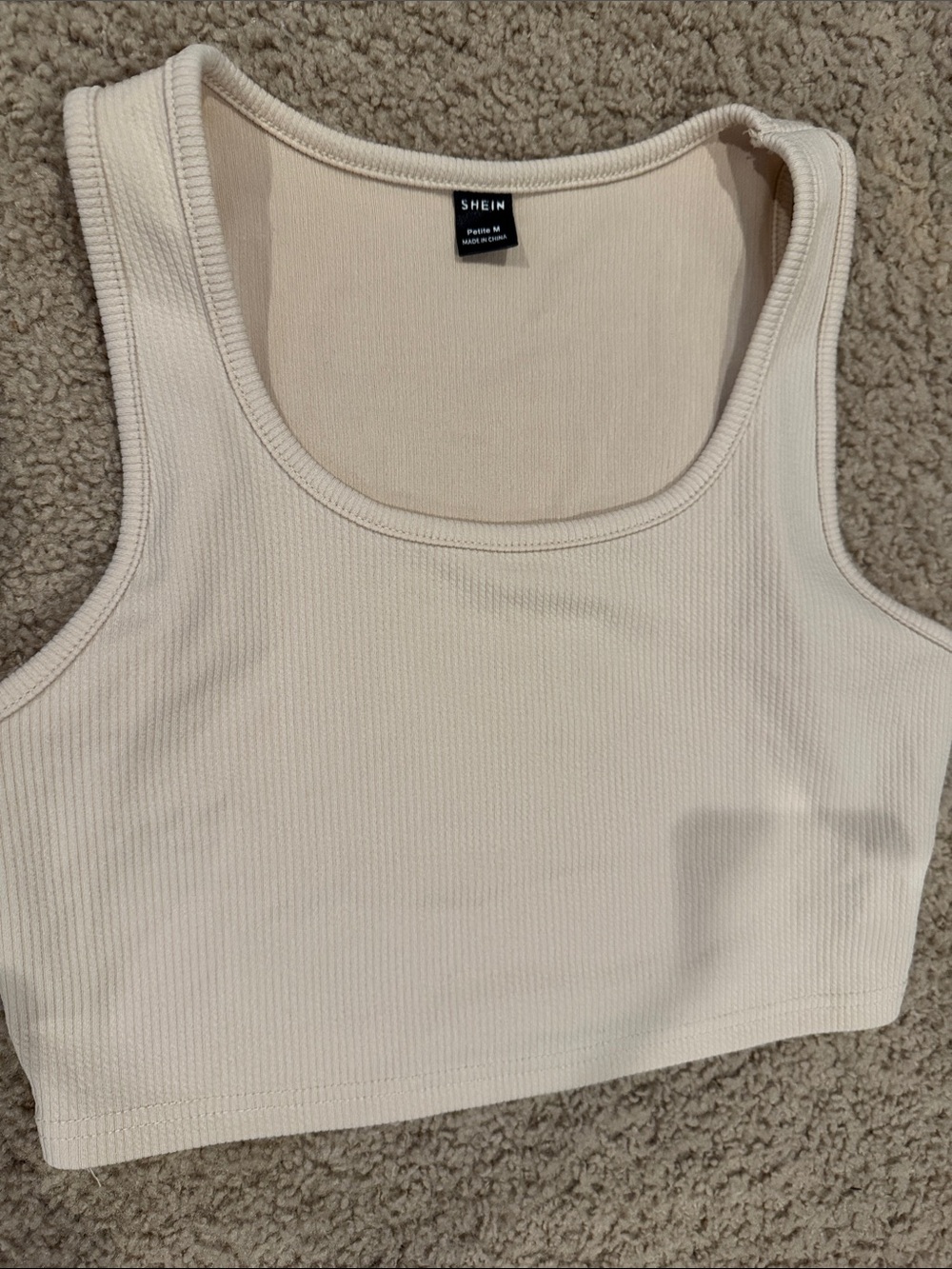 Neutral Ribbed Crop Tank Top - Picture 2 of 2
